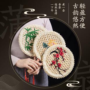 扇子中式中国风手工编织大蒲扇便携式驱蚊麦秸草编夏天儿童宝宝扇