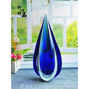 装饰品家居创意水滴琉璃摆件简约酒吧柜台桌面玄关玻璃工艺品前台