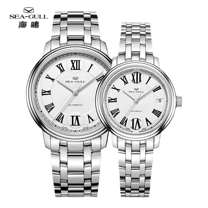海鸥表情侣款对表时尚商务自动机械表罗马数字男女士款手腕表1027
