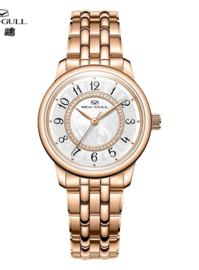 海鸥表新款女士机械表自动手表简约日历三针透底设计防水腕表1065