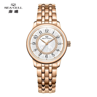 女士机械表自动手表简约日历三针透底设计防水腕表1065 海鸥表新款