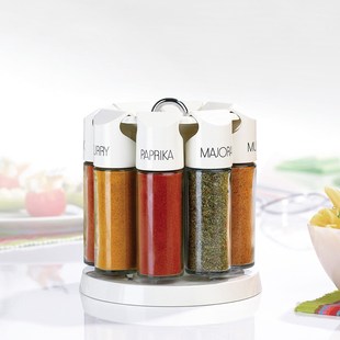 8瓶装 emsa德国产玻璃圆形旋转调料瓶架调料罐套装 密封防潮不串味