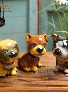 招财可爱陶瓷狗狗家居酒柜摆件送礼