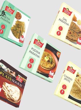 印度进口馕饼Plain Naan/MethiI Paratha/Chapti卷饼麦饼飞饼煎饼
