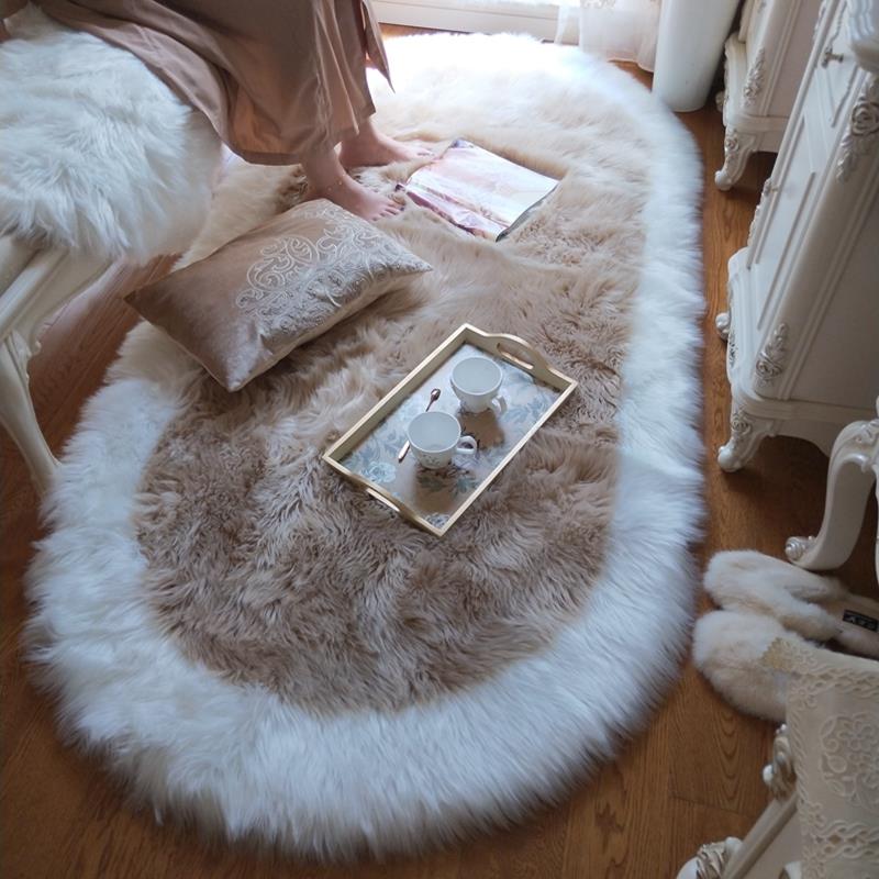 现代轻奢样板房仿羊毛沙发卧室床边毯飘窗长毛绒欧式客厅茶几地毯