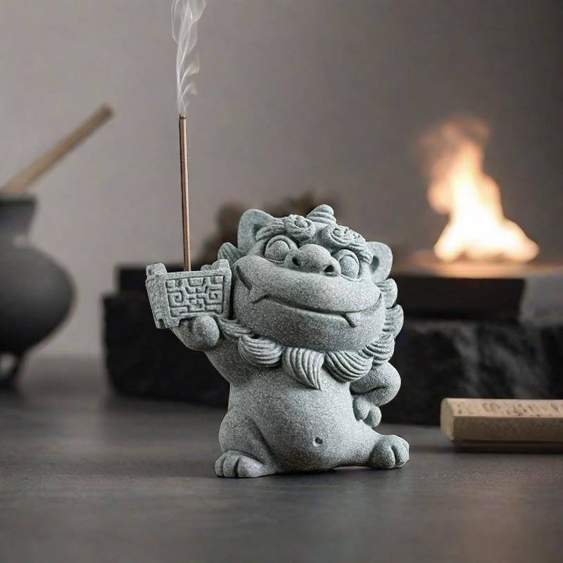 《鼎鼎有名》薰香炉香插摆件线香香插创意香托香底座可爱风狮爷