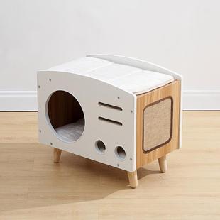 通用猫房子半封闭式 Catry凯瑞猫窝猫屋四季 可拆洗垫宠物猫咪用品