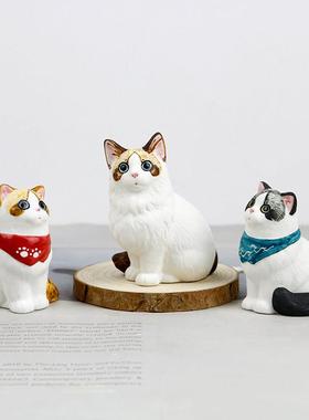 可爱布偶猫陶瓷摆件创意家居饰品小猫公仔办公室玩偶桌面节日礼物