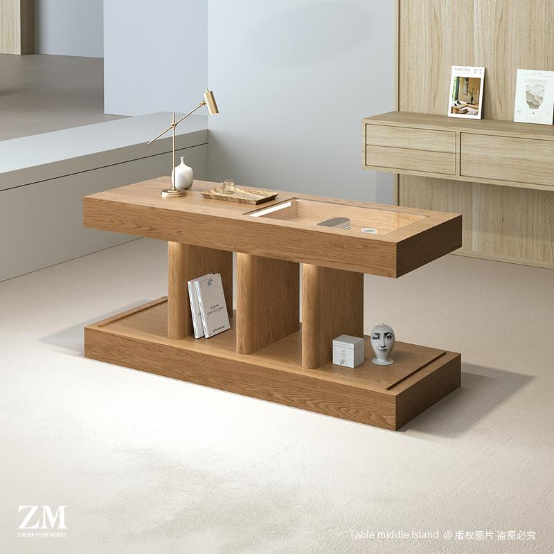 中岛台玻璃柜首饰项链玉器展示柜眼镜店带灯光精品陈列中间摆放桌