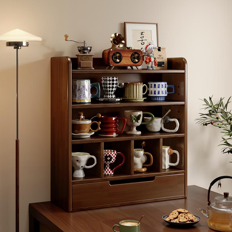 实木防尘杯架茶具复古茶杯水杯置物架桌面架子咖啡杯收纳架台面淘