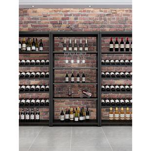 简约铁艺酒架落地红酒柜酒吧葡萄酒白酒收纳展示架洋酒货架置物架