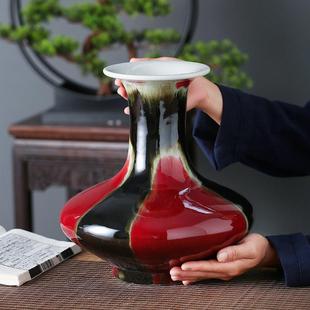 景德镇陶瓷器仿古三阳开泰花瓶摆件饰品新中式客厅玄关插花器礼品