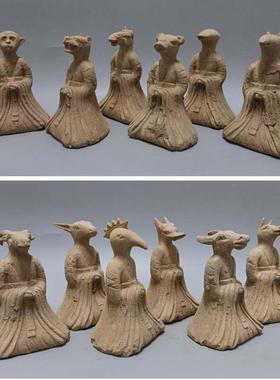 采购产品古董陶器，唐代陶器，古代器物，覆制品，十二生肖，中国