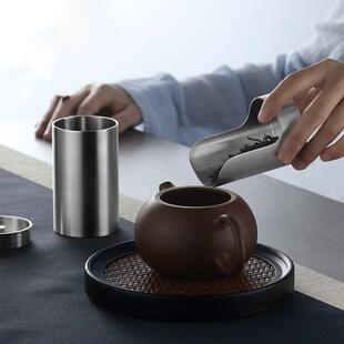 永龙锡罐 茶则茶叶罐两用便携密封罐功夫茶具防潮保鲜小茶罐