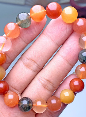 天然福禄寿手串 红绿黄福绿寿水晶手链福禄寿发晶 厂家直销