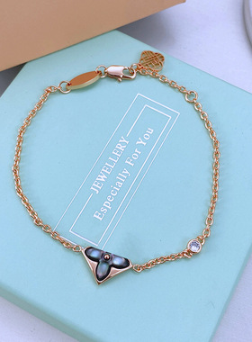 新款欧美跨境时尚网红轻奢个性百搭灰粉白天然贝母菱形单花手链