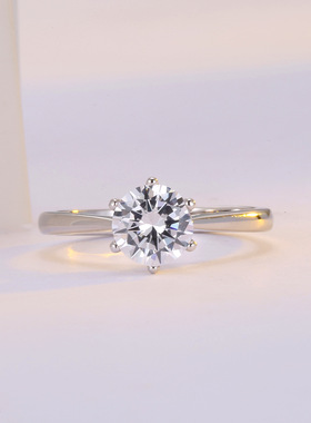 新款50 80分六爪仿真钻石女戒指 开口可调节1克拉钻戒情人订婚戒