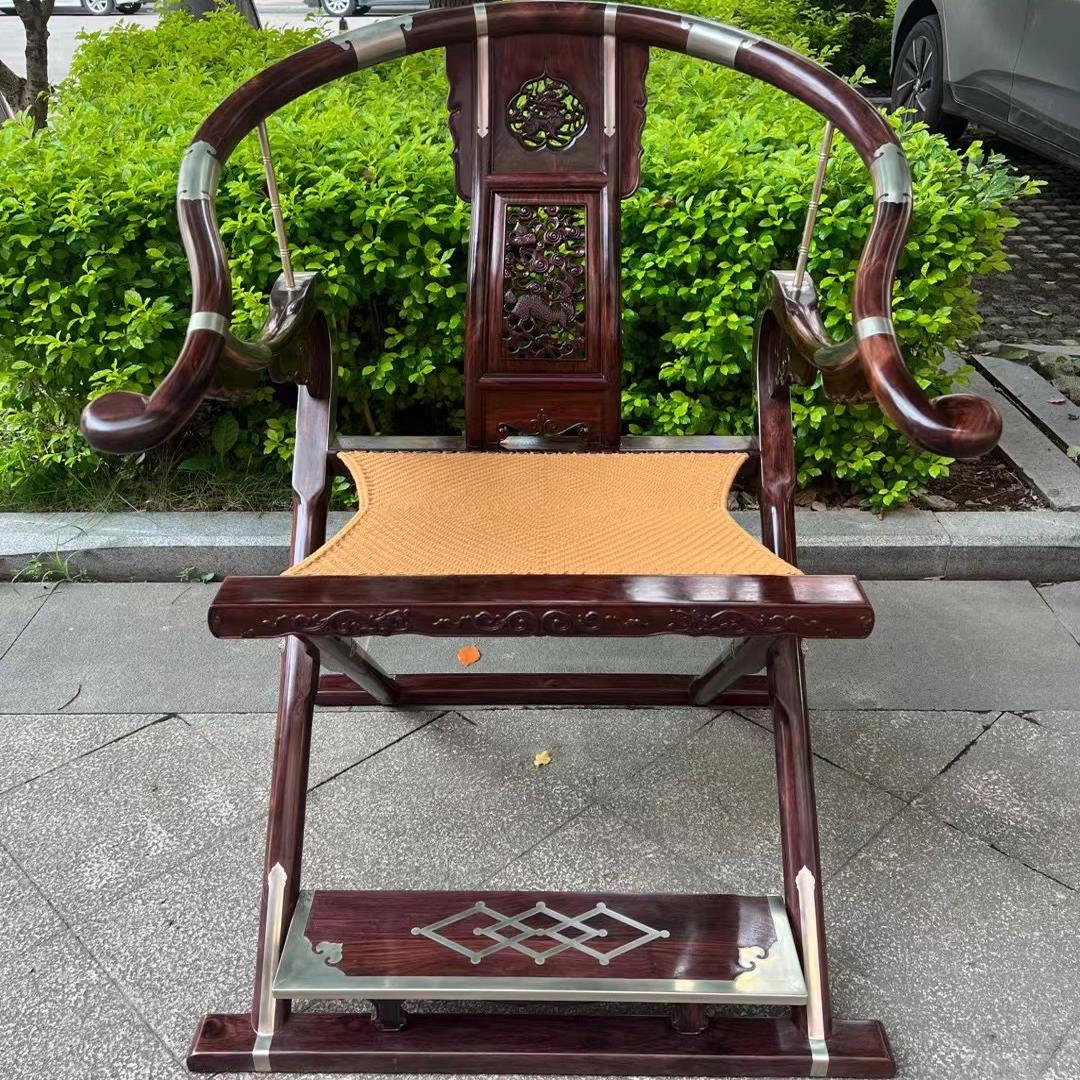 国标红木交椅老挝大红酸枝头把折叠椅交趾黄檀圈椅实木中式明清