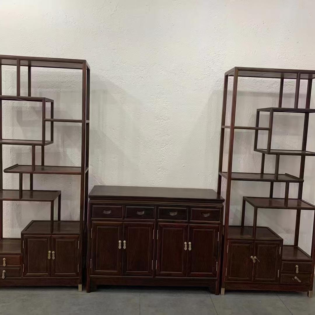 博古架实木榫卯结构茶壶架大红酸枝多宝阁置物架茶壶具展示架老料