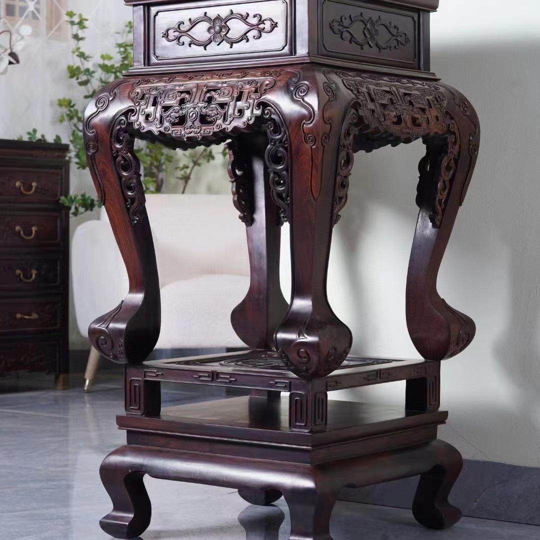老挝大红酸枝明式高花几实木花架客厅花盆鱼缸盆景底座红木家具,住宅家具,红木边桌几类,淘宝优惠券,粉丝福利购,淘宝优惠卷