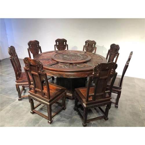 红木家具老挝大酸枝圆餐桌