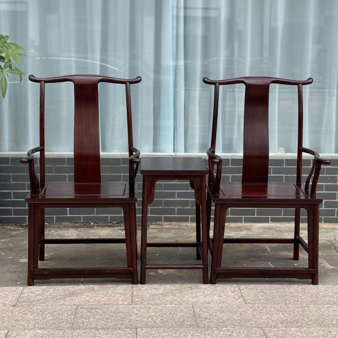 老挝红酸枝官帽椅三件套实木中式太师椅交趾黄檀圈椅红木家具茶椅,住宅家具,红木椅凳,淘宝优惠券,粉丝福利购,淘宝优惠卷