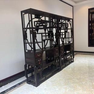 博古架实木中式展示柜多宝阁隔断大红酸枝茶叶收纳交趾黄檀置物架