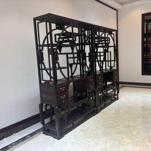 博古架实木中式展示柜多宝阁隔断大红酸枝茶叶收纳交趾黄檀置物架