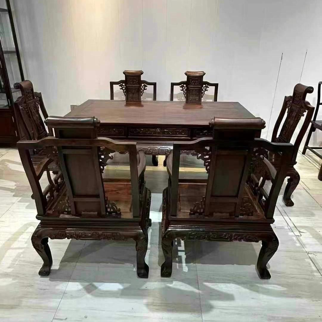 红木圆桌方桌大红酸枝全实木餐桌新中式家具交趾黄檀圆桌餐桌椅