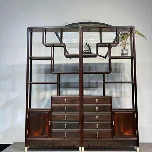 中式大红酸枝红木博古架客厅高档多宝阁酒柜置物架实木隔断展示柜