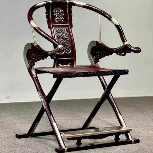 明式红木家具老挝大红酸枝头把交椅王世襄款折叠靠背椅子定制