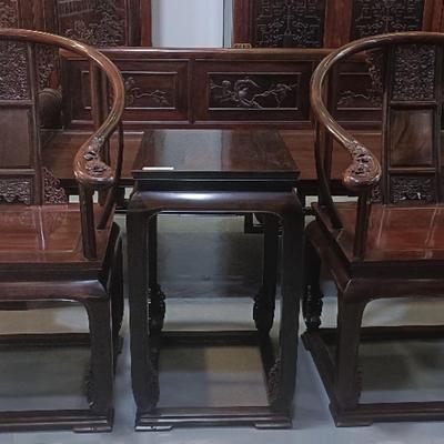 明清红木国标家具古典大红酸枝皇宫圈椅交趾黄檀客厅书房扶手椅