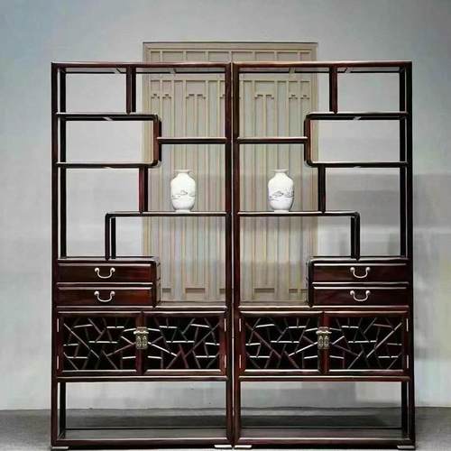 古典红木博古架现代高档大酸枝木玄关茶柜客厅隔断展示柜置物书架