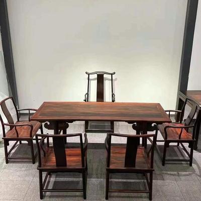 老挝大红酸枝木长方形功夫茶桌 交趾黄檀老料泡茶台 红木茶台餐桌