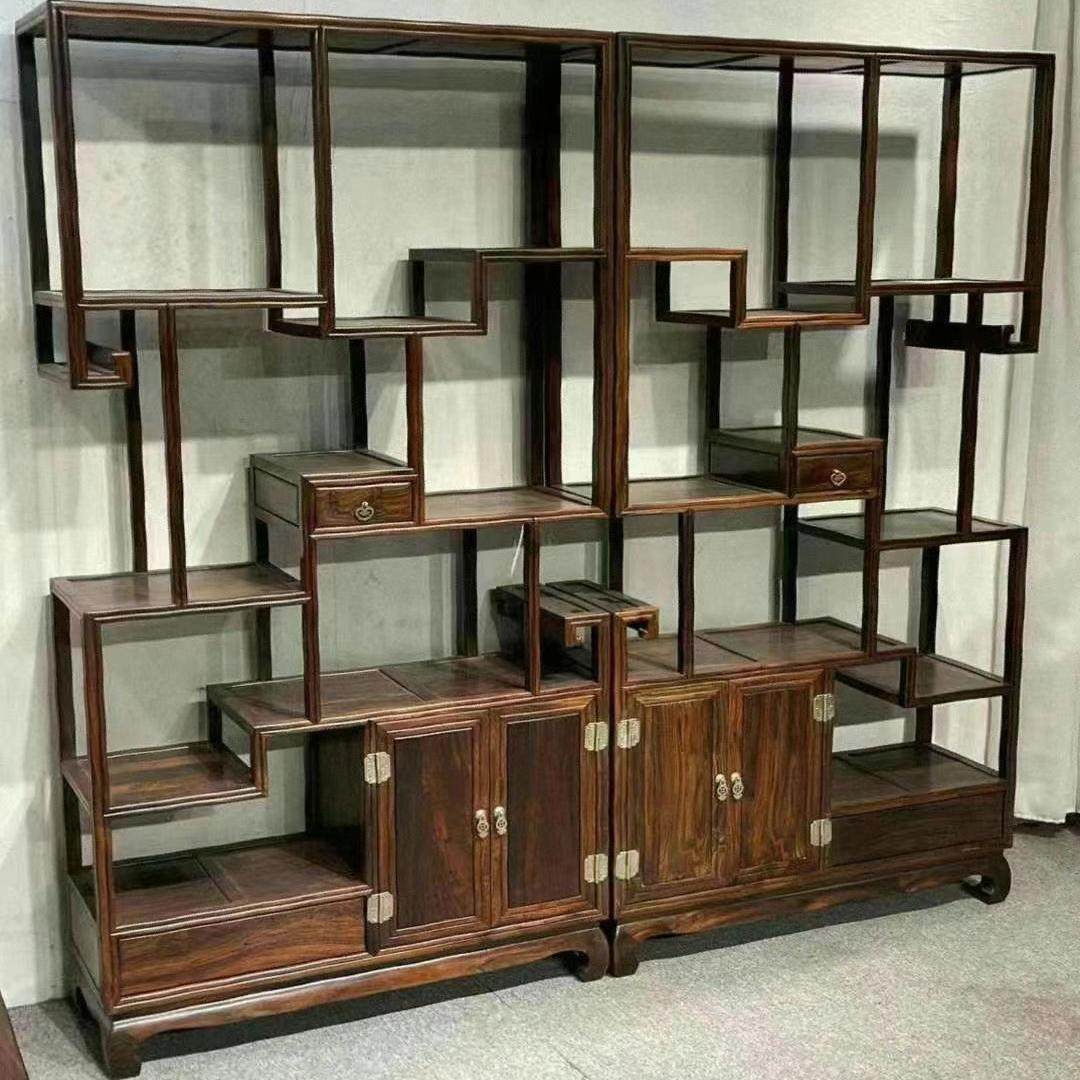 大红酸枝木雕刻博古架多宝阁紫砂茶壶收纳展示架子复古新中式摆件,住宅家具,红木博古架,淘宝优惠券,粉丝福利购,淘宝优惠卷