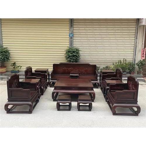 酸枝老挝雕红木黄檀光板组合素面沙