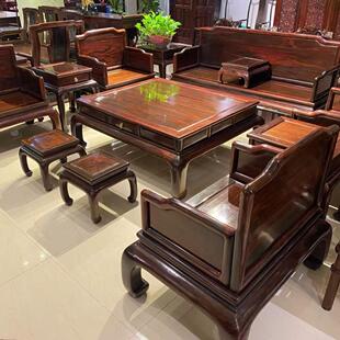 红木家具老挝大红酸枝宝座沙发十三件套交趾黄檀客厅沙发组合别墅