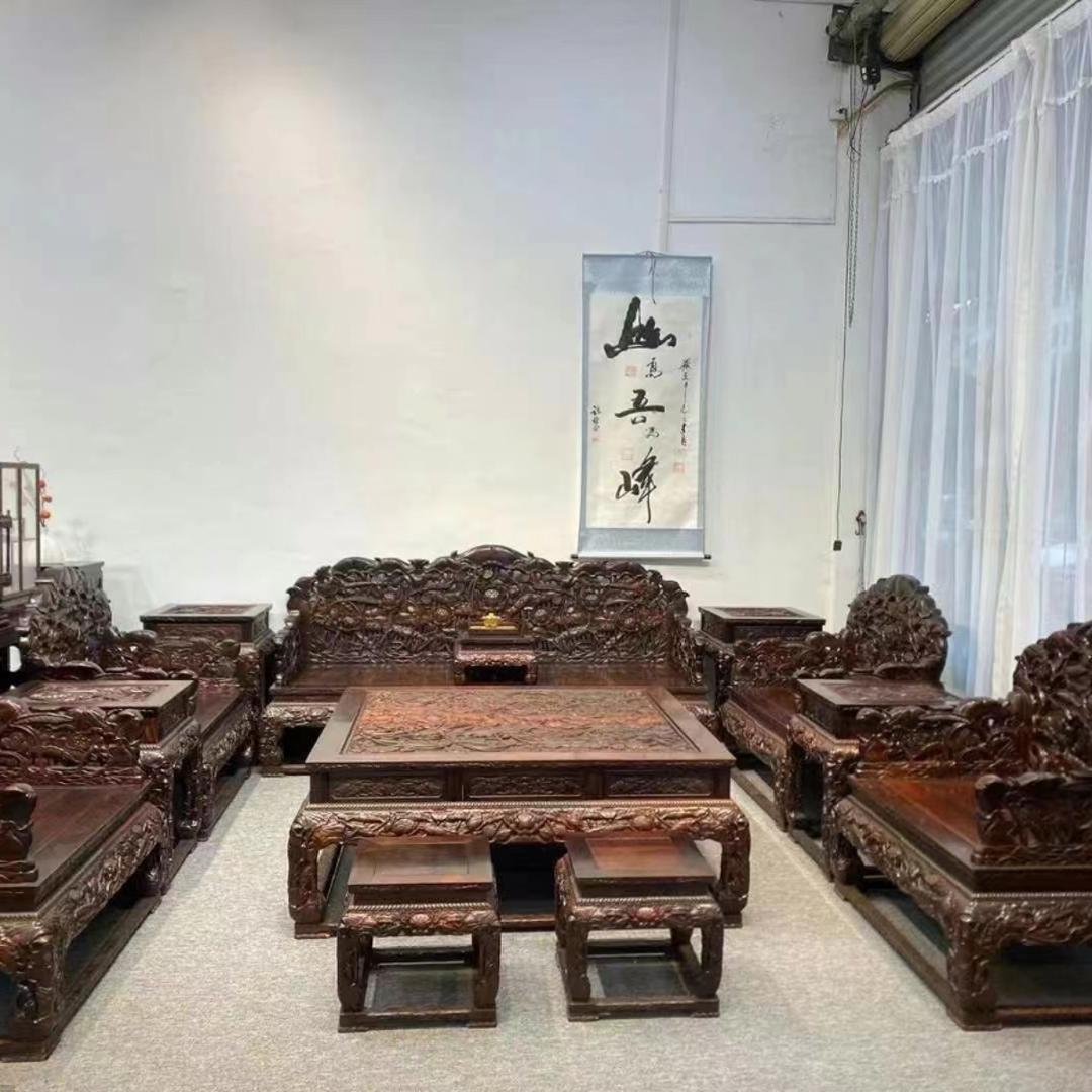 红木家具老挝大红酸枝沙发交趾黄檀实木沙发客厅家用中式椅子全套