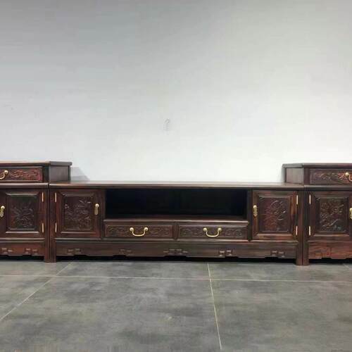 正品国标红木-老挝大红酸枝屏网款电视交趾黄檀秒变组合加长地柜