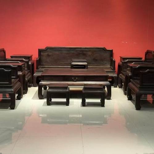 新中式大红酸枝实木沙发组合客厅别墅明清仿古小户型红木雕花家具