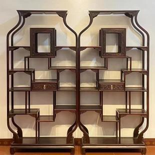 红木家具酸枝木博古架挂墙实木中式多宝阁客厅仿古隔断古董置物架