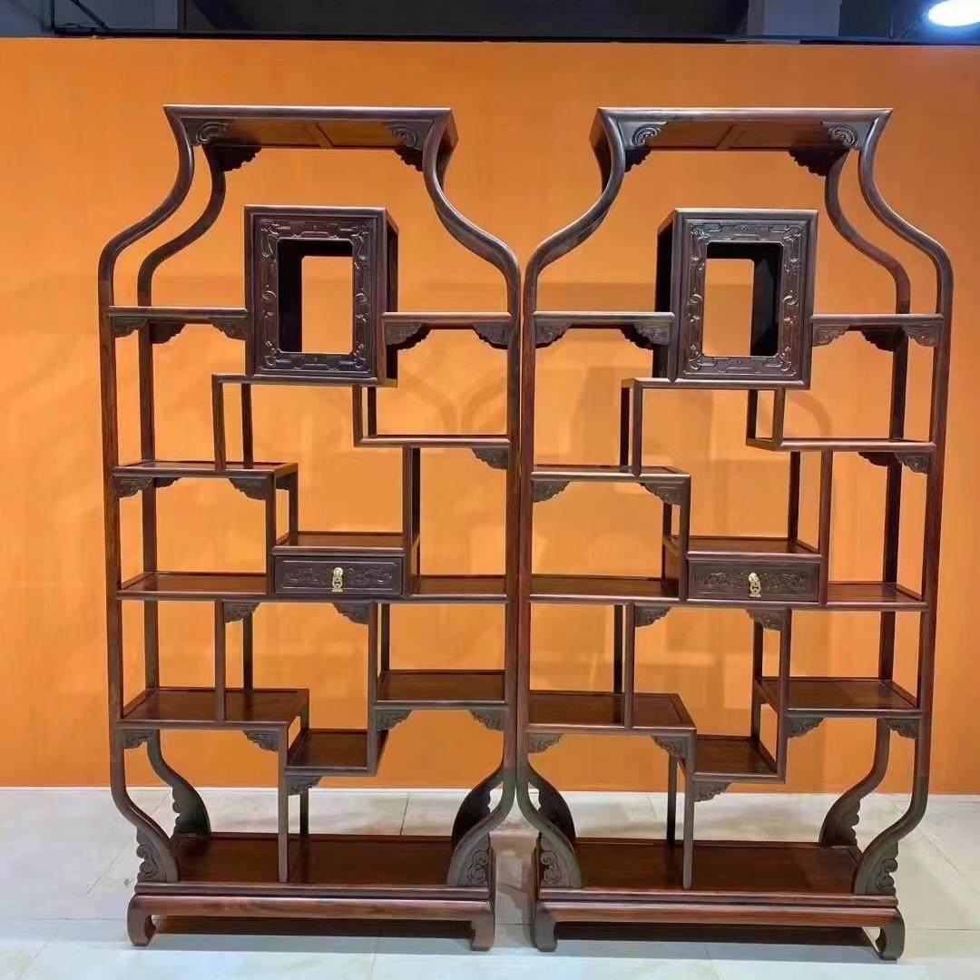 博古架实木多宝阁家用置物架隔断书架办公室大红酸枝新中式简约,住宅家具,红木博古架,淘宝优惠券,粉丝福利购,淘宝优惠卷