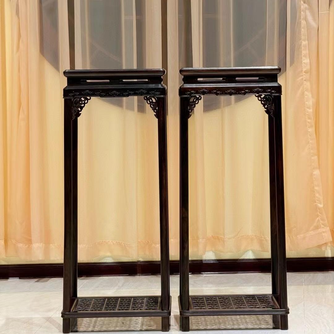 红木微型盆栽展示托架实木大红酸枝简约茶壶香炉花瓶摆件饰品底座