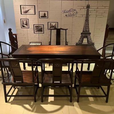 老挝大红酸枝木长方形功夫茶桌 交趾黄檀老料泡茶台 红木茶台餐桌