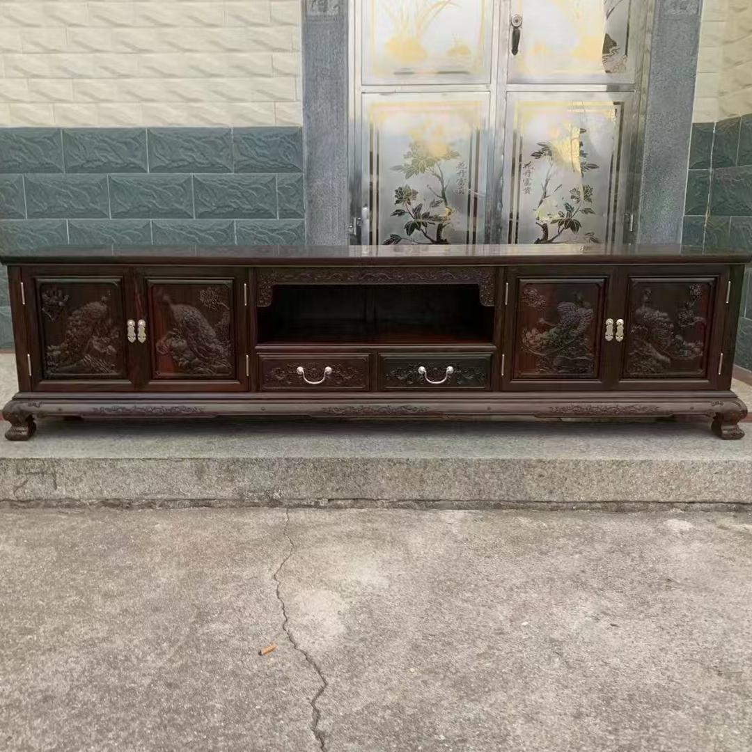 国标红木家具红酸枝客厅电视柜实木新中式地柜交趾黄檀弯脚电视柜