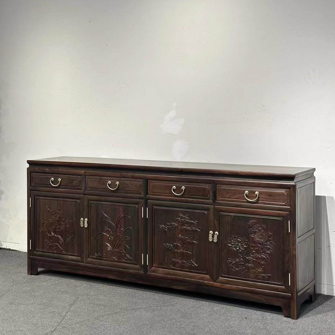 红木餐边柜置物柜一体间厅柜储物柜大红酸枝木酒柜实木入户玄关柜