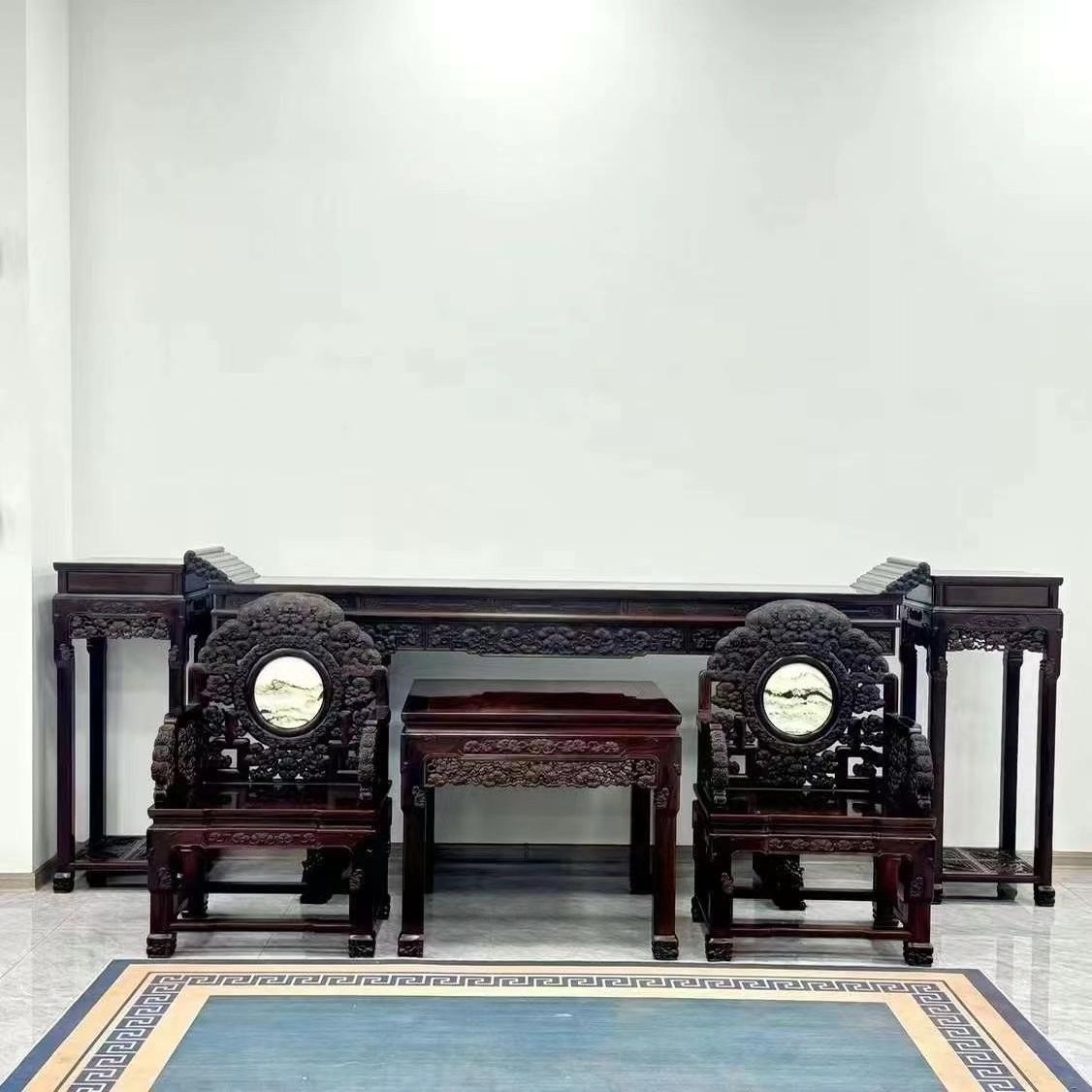 赫芬顿大红酸枝太师椅三件套