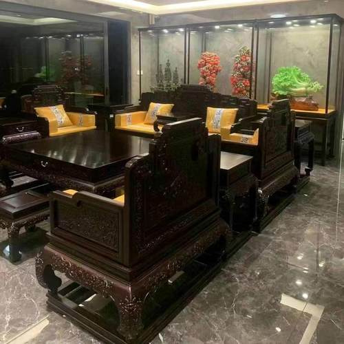 红木家具交趾黄檀老挝大红酸枝三围独板沙发中式禅意别墅客厅收藏