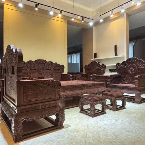 红木沙发老挝大红酸枝国色天香交趾黄檀客厅实木中式古典别墅家具