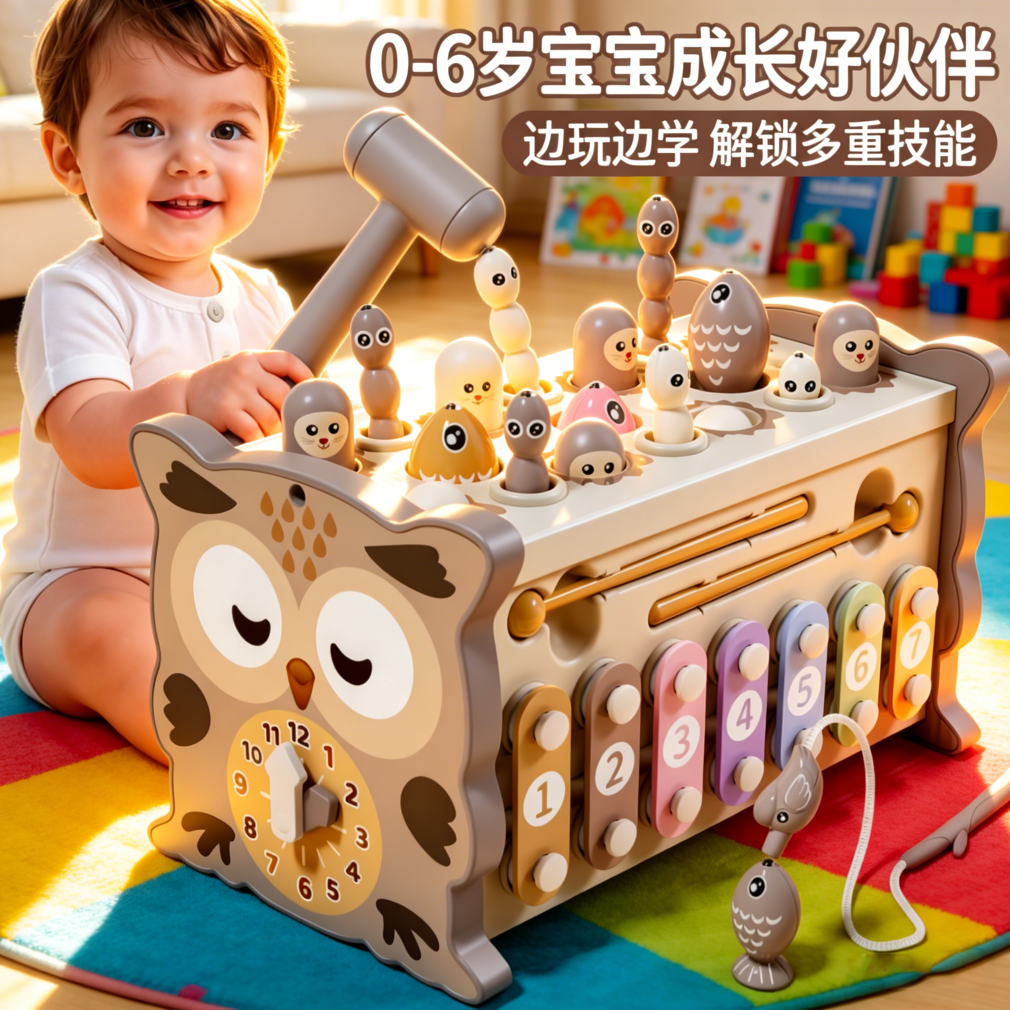 德国玩具0-3周岁儿童益智早教婴幼儿宝宝礼物益智六面鼓精致礼盒